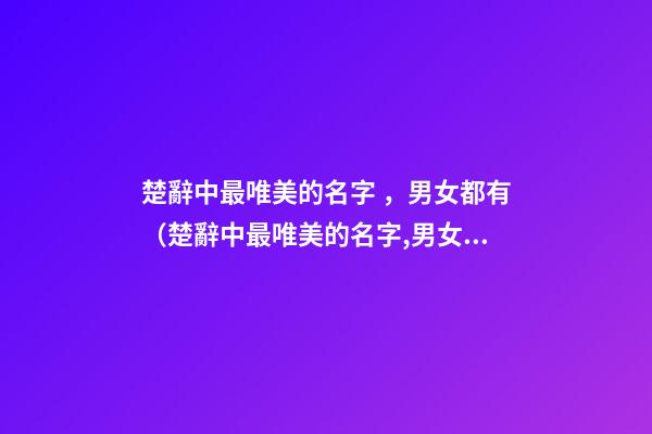 楚辭中最唯美的名字，男女都有（楚辭中最唯美的名字,男女都有什么）